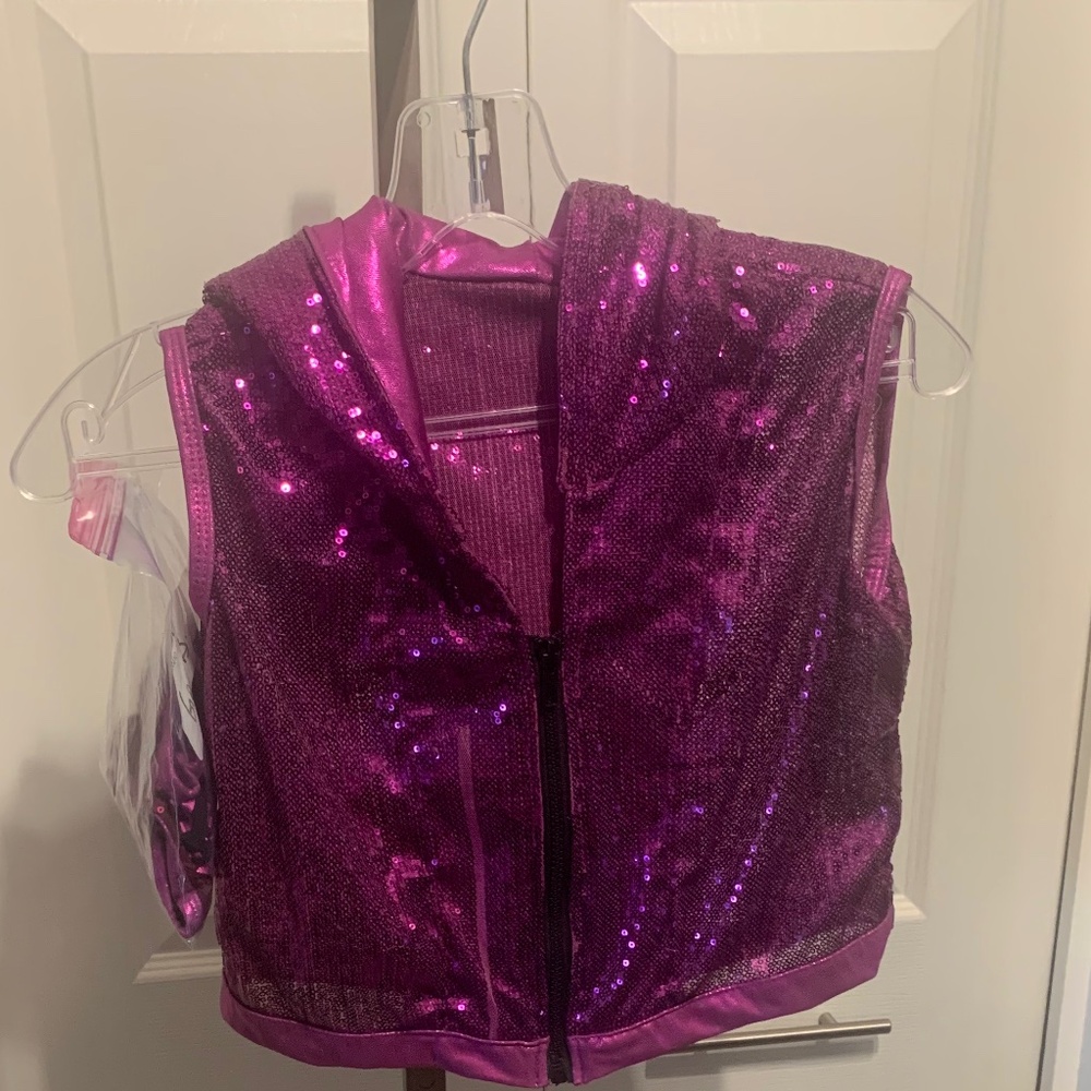 Dance revolution purple sequin jacket with shorts and accessories